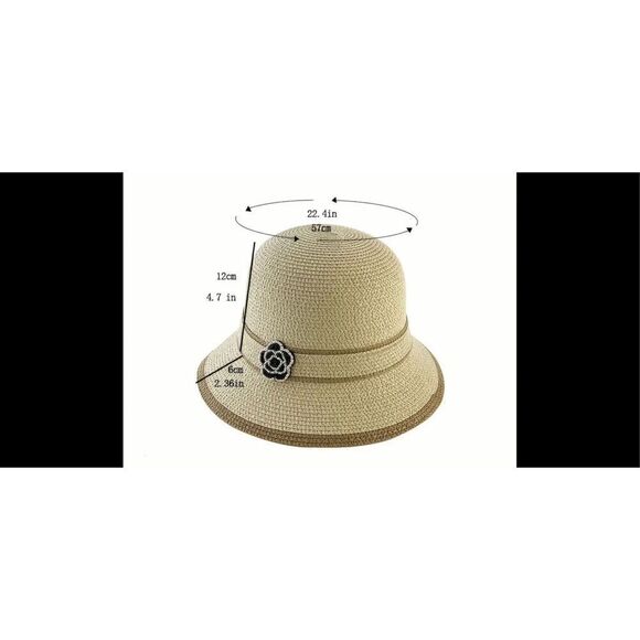 Beautiful stub bowler hat with patterned flower adjustable strap main image 5